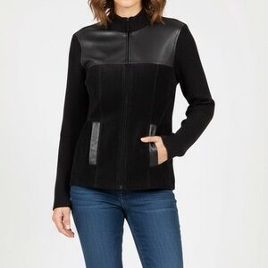Escapade Zipped Sweater With Leather/Suede Front